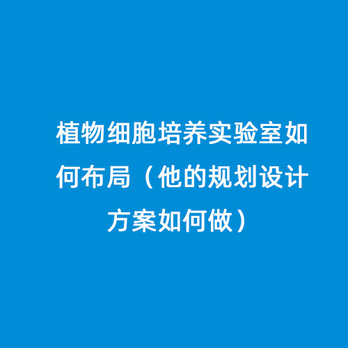 植物細(xì)胞培養(yǎng)實(shí)驗(yàn)室如何布局（他的規(guī)劃設(shè)計(jì)方案如何做）